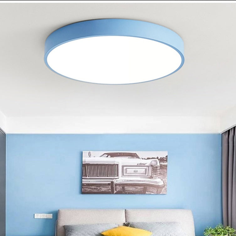 Nordic Macaron i træ, cirkulær loftslampe Bonusvis